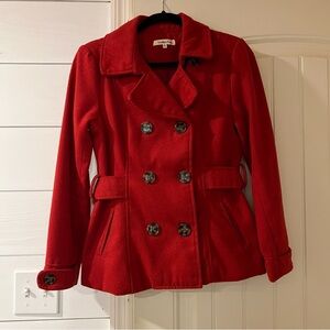 Wishful Park Vibrant Red Pea Coat